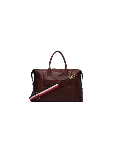 Víkendová taška Tommy Hilfiger Th Casual Leather Duffle hnedá