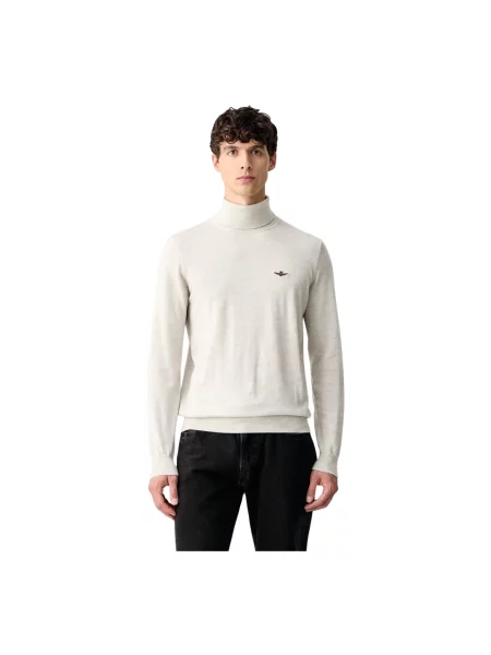 Sweter z golfem Aeronautica Militare wełniany szary