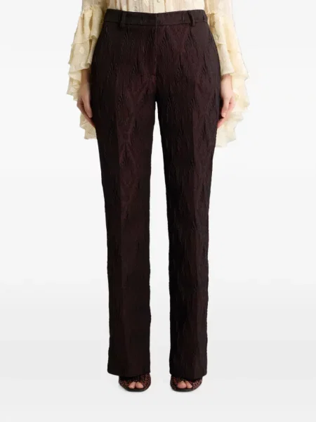 Pantaloni Etro cu model floral din jacard roșu