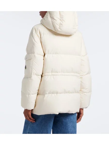 Péřová bunda Moncler s kapucí bílá