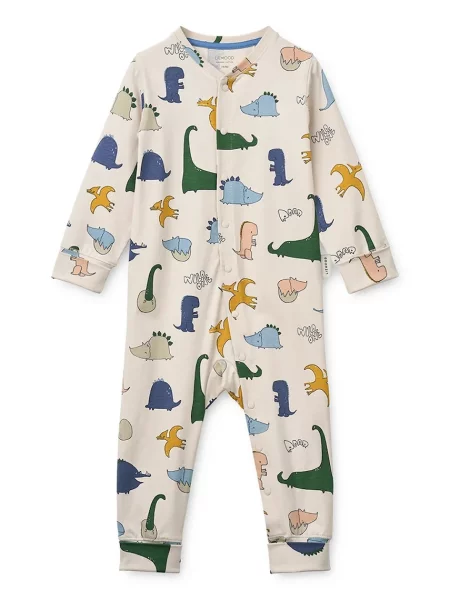 Liewood kombinezon za djecu od pamuka s elastanom Birk Grow Printed Pyjamas Jumpsuit bež