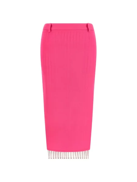Fustă midi The Attico cu dungi asimetrică roz