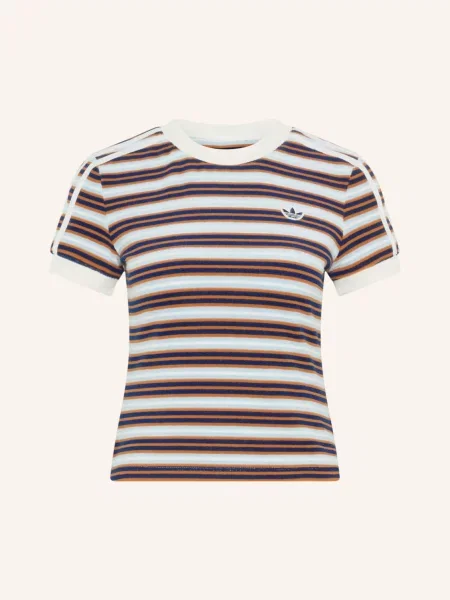 Adidas Originals Tričko Adidas Originals Summer Glow Slim Striped Z Froté tmavě / tmavě oranžová / tmavě modrá