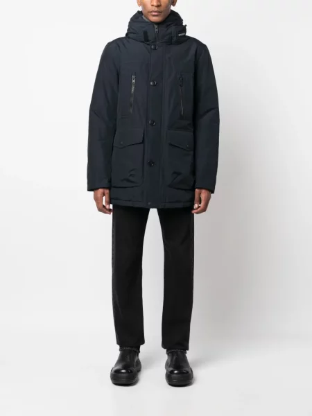 Ilgas paltas Woolrich su gobtuvu mėlyna