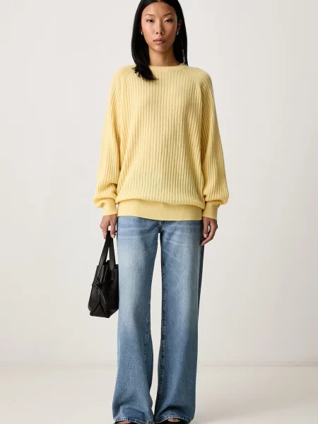 Frame THE CASHMERE SUNBEAM SWEATER πουλόβερ κασμίρι γυναικείο κίτρινο