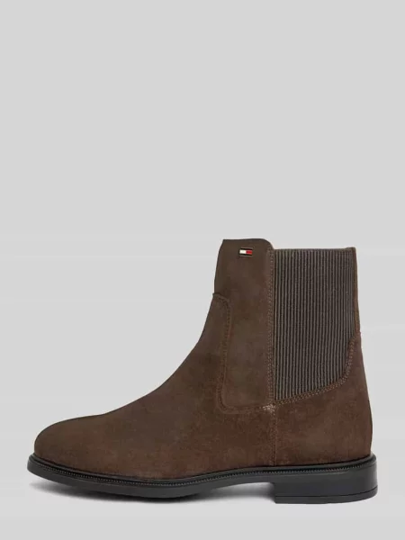 Tommy Hilfiger Sztyblety Enamel Flag Suede Ankle Chelsea brązowy
