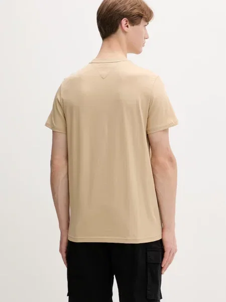 T-shirt krój slim fit z czystej bawełny Tommy Jeans beżowa