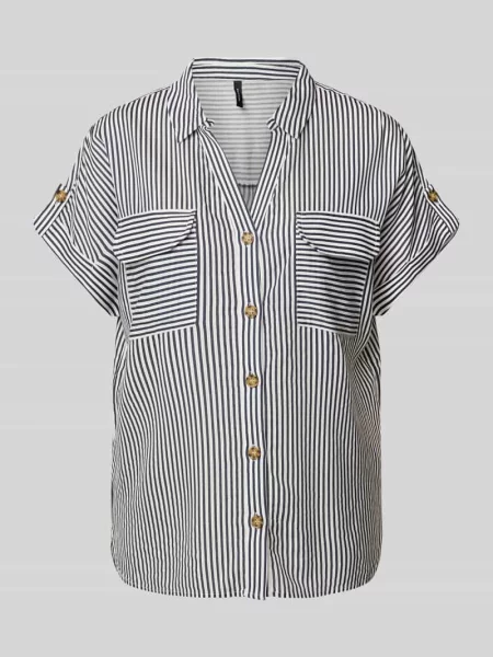 Bluzka koszulowa o kroju regular fit z czystej model ‘BUMPY’ Vero Moda granatowa