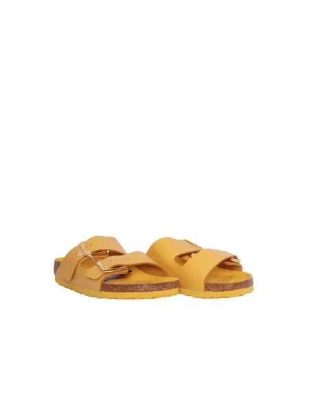 Klapki Birkenstock skórzane żółte