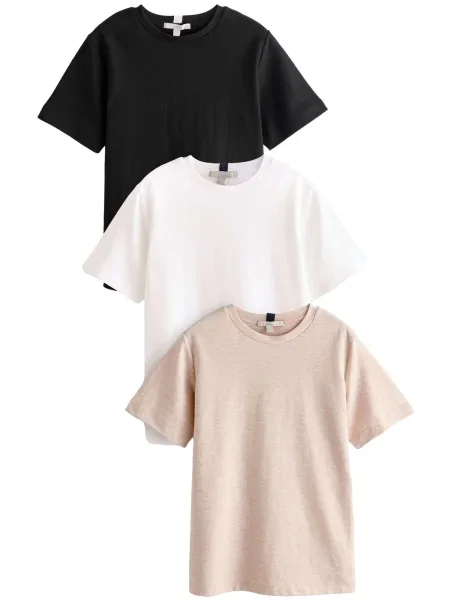 Next Tricou bej / negru alb