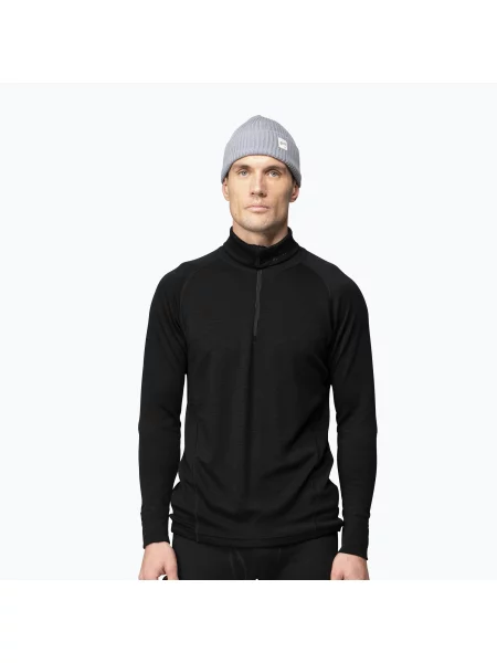Мъжки термоактивен суитшърт Devold Duo Active Merino Zip Neck black черно