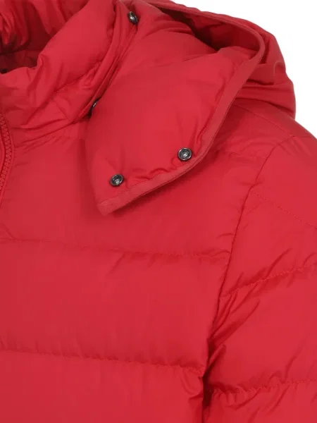 Geacă cu puf Moncler cu glugă roșu