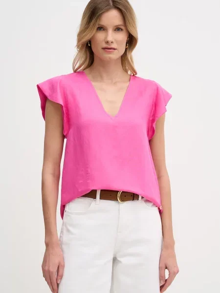 Lola Casademunt bluzka z lnem różowa