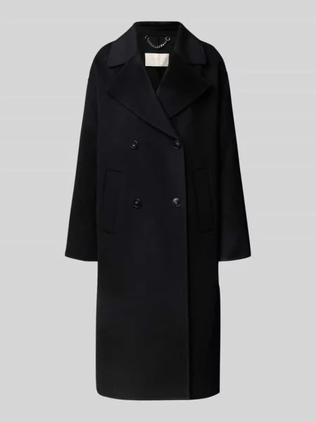 Płaszcz z wełny z kołnierzem z połami Milano Italy czarny