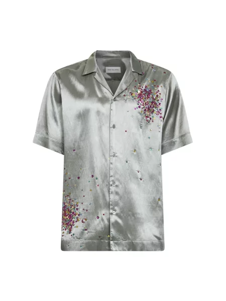 Koszula Dries Van Noten z cekinami zielona