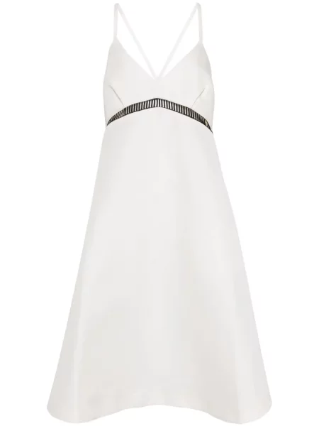 Sukienka midi Sacai z dekoltem w serek do kolan garniturowa biała