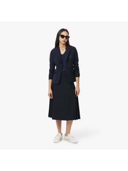Lacoste Sweter Bezszwowy Z Dekoltem W Szpic granatowy
