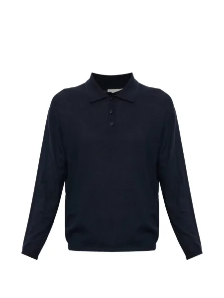 Tricou polo Lisa Yang din cașmir albastru
