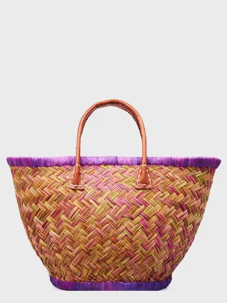 Le Comptoir de la plage Aravola Пляжна сумка Солома фіолетовий
