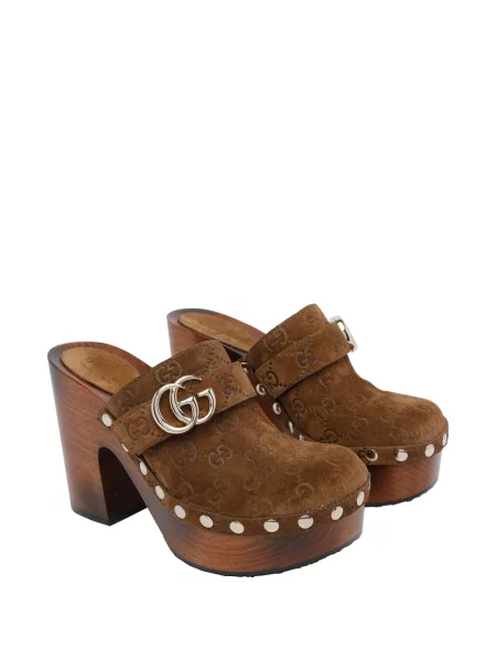 Saboți Gucci cu platformă maro