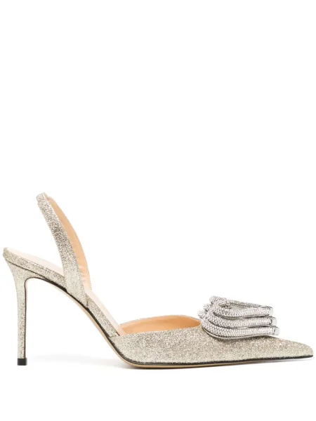 Pantofi cu toc Mach & Mach de cristal auriu