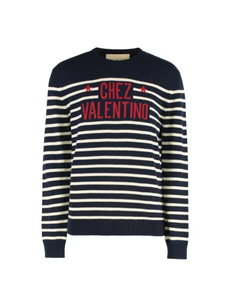 Lniany sweter Valentino Garavani niebieski