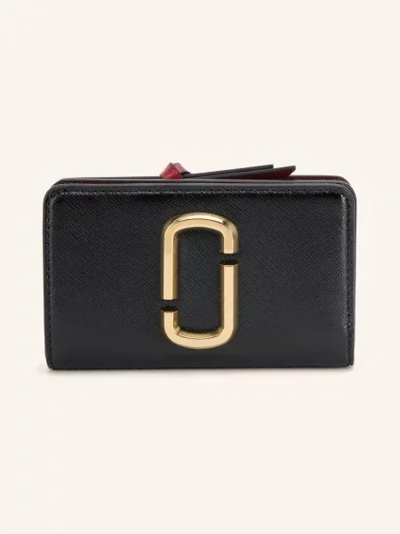 Marc Jacobs Portfel Z Skóry Saffiano The Snapshot Compact Wallet schwarz czarny