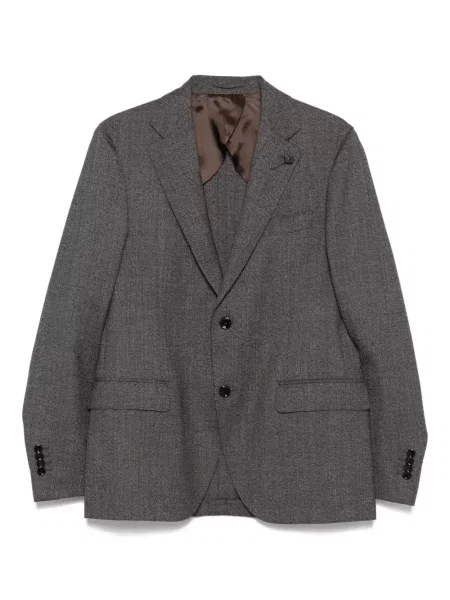 Costum Lardini de lână cu model herringbone de costum maro