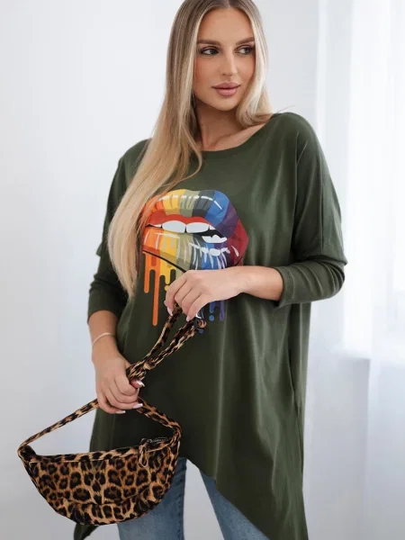 Bluza Kesi z nadrukiem khaki