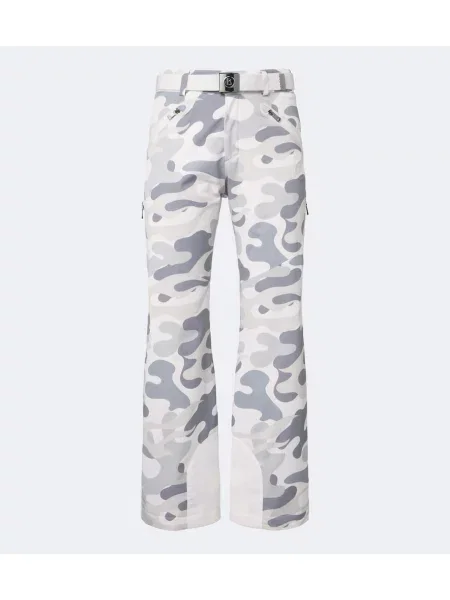 Cu centură pantaloni de schi Bogner cu model camuflaj alb