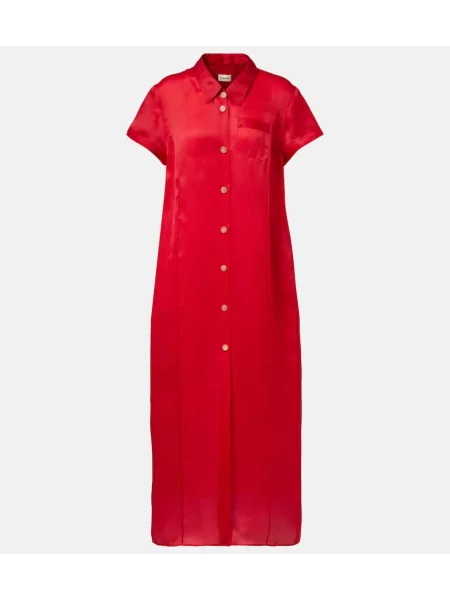 Jedwabna maksi sukienka maxi Khaite garniturowa czerwona