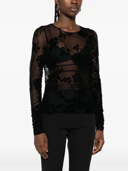 Top Pinko cu model floral cu imagine negru