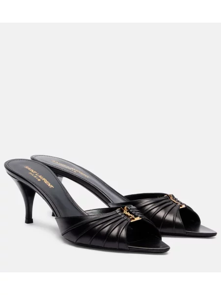Kožené mules Saint Laurent čierna