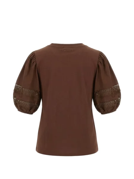 Koszulka Twinset koronkowa brązowa