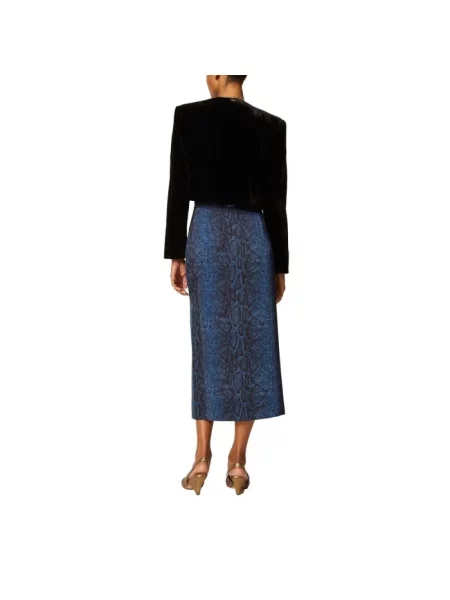 Spódnica midi Twinset w wężowy wzór niebieska