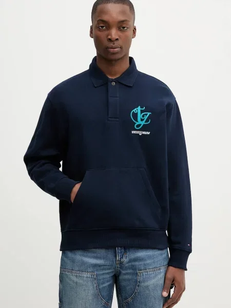 Tommy Jeans Bombažen pulover modra