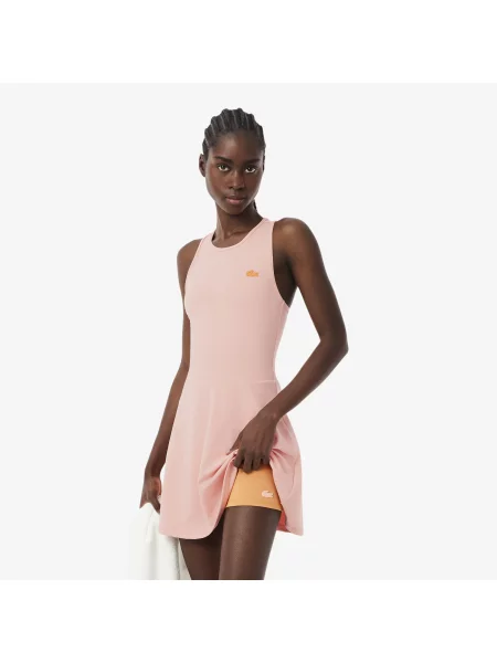 Lacoste Sukienka Ultra Dry Z Okrągłym Dekoltem Bez Rękawów różowa