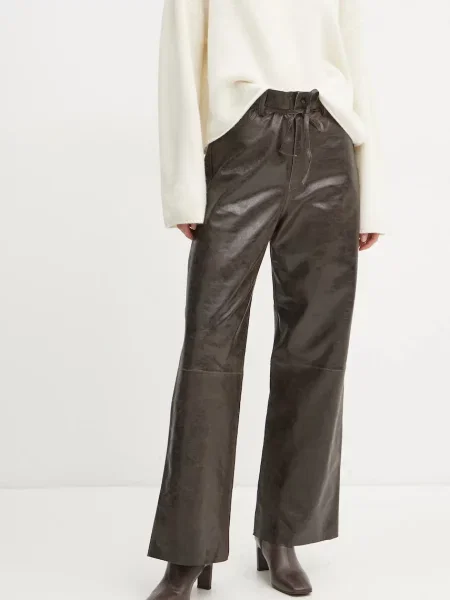 Day Birger et Mikkelsen pantaloni de piele Elijah femei lat high waist maro