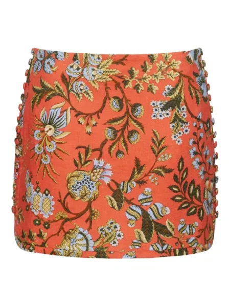 Fusta mini Cara Cara cu model floral portocaliu