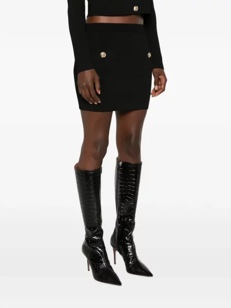 Fusta mini Balmain tricotate negru
