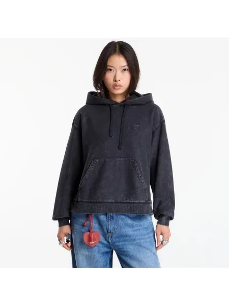 Суитшърт Carhartt WIP W Hooded Lambert Sweat Black Moon Wash L черно