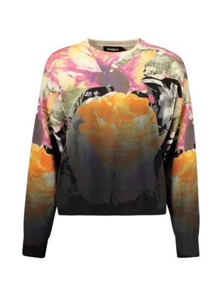 Pulover Desigual cu model floral cu imagine negru