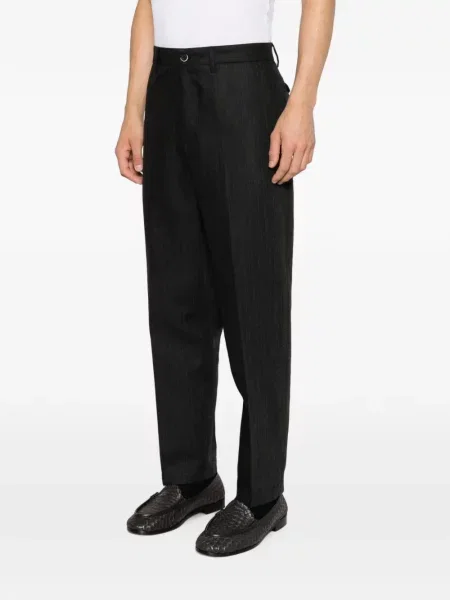 Pantaloni Barena cu model herringbone gri