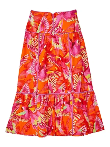 Fustă midi Farm Rio cu imagine până la genunchi portocaliu