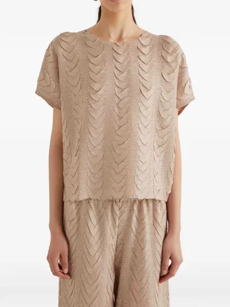 Bluzka Meimeij z okrągłym dekoltem plisowana