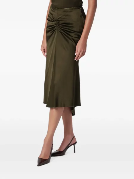 Fustă midi Victoria Beckham cu volane verde