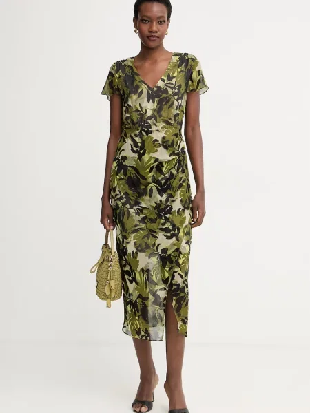 Armani Exchange rochie din vâscoză verde