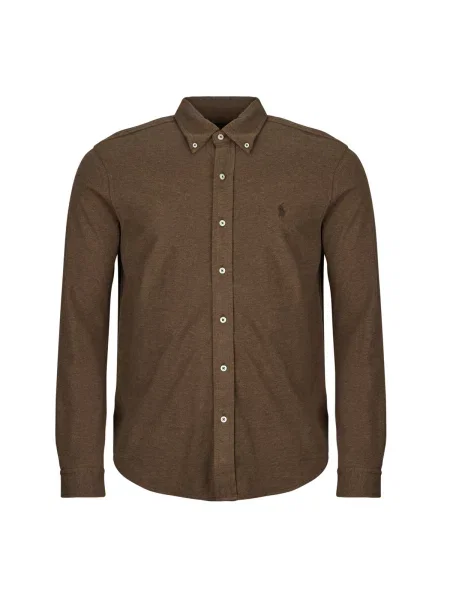 Srajca Polo Ralph Lauren z dolgimi rokavi rjava