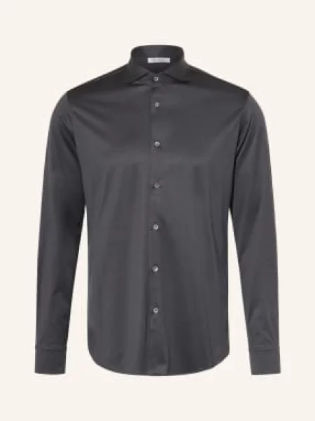 Stefan Brandt Žerzejová Košile Otis Slim Fit tmavě šedá