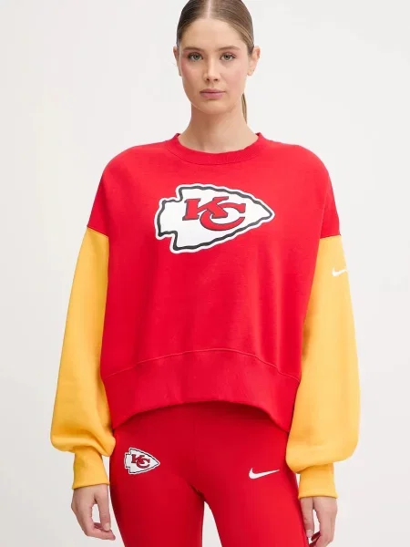 Nike bluza Oversized Crew Fleece wzorzysta czerwony
